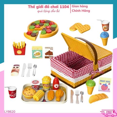 Giỏ Dã Ngoại Đồ Chơi Cho Bé 103 Chi Tiết - Bộ Mô Phỏng Thức Ăn An Toàn, Tăng Cường Sáng Tạo và Kỹ Năng Giao Tiếp