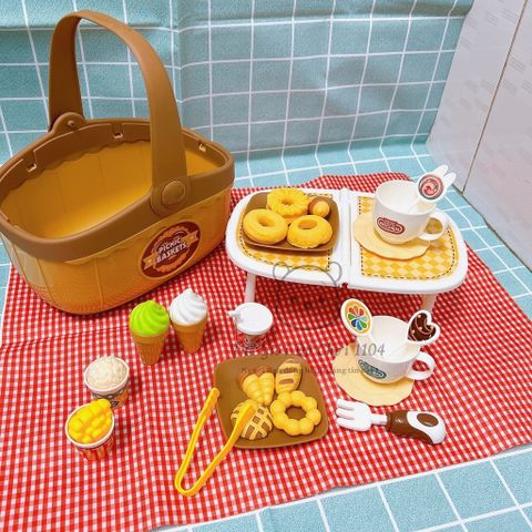 Bộ Đồ Chơi Picnic 27 Món - Giỏ Cắm Trại Mini Kèm Bàn Gấp Gọn Cho Bé - Khuyến Khích Trẻ Đồ Chơi Ngoài Trời An Toàn