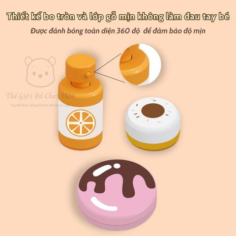 Hộp Vali Trang Điểm Gỗ Cao Cấp 11 Chi Tiết Họa Tiết Kẹo Ngọt - Đồ Chơi Make Up Cho Bé Gái 3 Tuổi