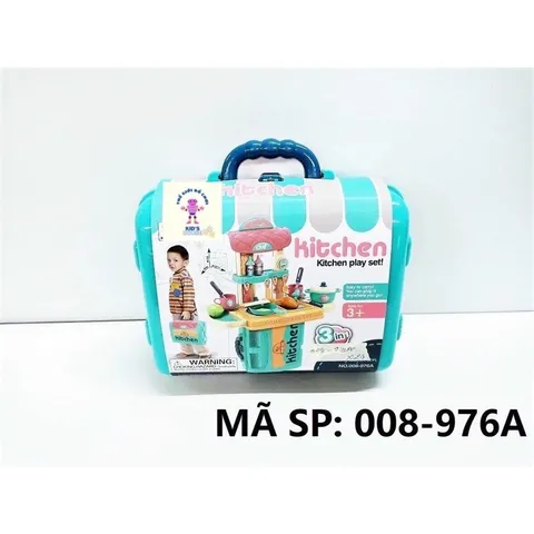 Bộ đồ chơi vali bếp nấu ăn cho bé 3in1 màu xanh cao cấp kích thước to tphcm