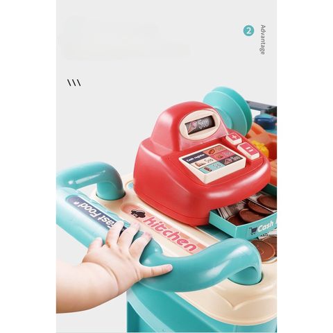 Đồ chơi nấu ăn cho bé mô phổng xe đẩy thức ăn nhanh Fast Food 58 chi tiết, cao 90 cm, thế giới đồ chơi 1104