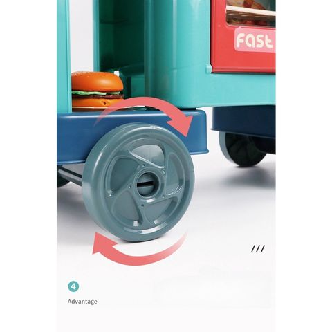 Đồ chơi nấu ăn cho bé mô phổng xe đẩy thức ăn nhanh Fast Food 58 chi tiết, cao 90 cm, thế giới đồ chơi 1104