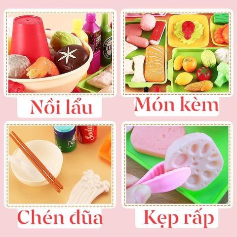 Đồ chơi mô phổng nồi lẩu nấu ăn cho bé nhiều chi tiết, mô hình đồ chơi nhà bếp, thế giới đồ chơi 1104