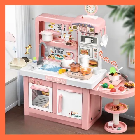 Đồ chơi nhà bếp, đồ chơi nấu ăn cho bé gái, cỡ lớn, cao 98 cm, có hiệu ứng hơi nước, thế giới đồ chơi 1104