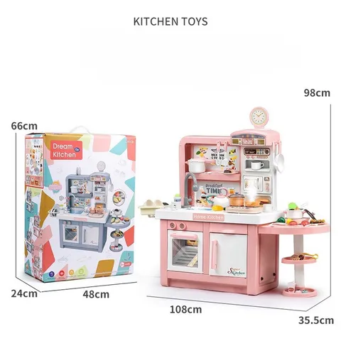 Đồ chơi nhà bếp, đồ chơi nấu ăn cho bé gái, cỡ lớn, cao 98 cm, có hiệu ứng hơi nước, thế giới đồ chơi 1104