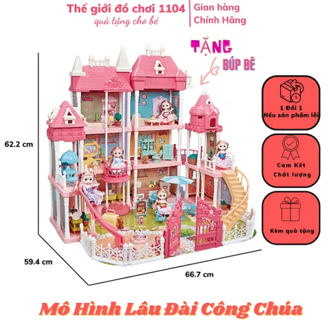 Đồ chơi lắp ráp ngôi nhà búp bê mô hình biệt thự công chúa nhiều tầng cỡ dành cho bé 6 tuổi