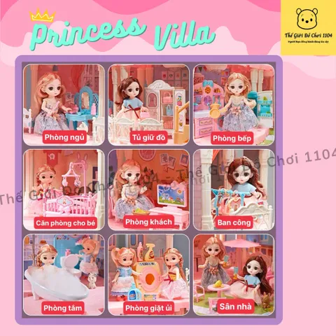 Đồ chơi lắp ráp ngôi nhà búp bê mô hình biệt thự công chúa nhiều tầng cỡ dành cho bé 6 tuổi