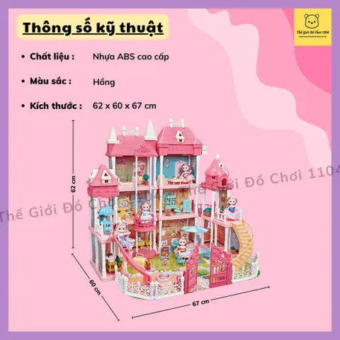Đồ chơi lắp ráp ngôi nhà búp bê mô hình biệt thự công chúa nhiều tầng cỡ dành cho bé 6 tuổi