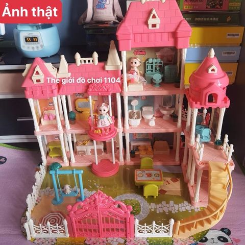 Đồ chơi lắp ráp ngôi nhà búp bê mô hình biệt thự công chúa nhiều tầng cỡ dành cho bé 6 tuổi