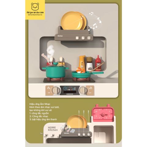 Bộ đồ chơi bếp nấu ăn cao cấp cho bé BeiBe Good 63 chi tiết - Cỡ Lớn - Hiêu ứng hơi nước - thegioidochoi1104