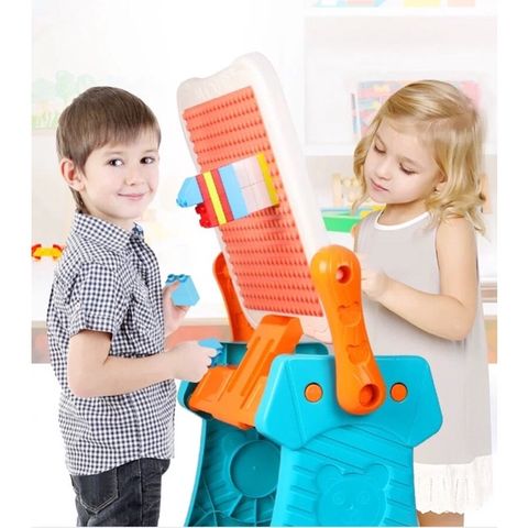 Bàn Lego đồ chơi đa năng vừa chơi vừa học có bảng vẽ và ghế 88 chi tiết tphcm