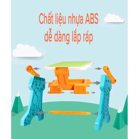 Bàn Lego đồ chơi đa năng vừa chơi vừa học có bảng vẽ và ghế 88 chi tiết tphcm