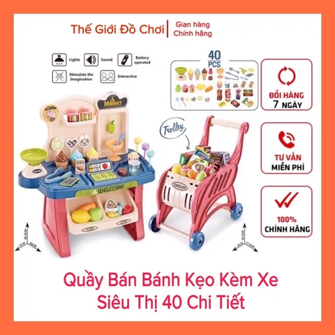 Đồ chơi cho bé gái quầy bán hàng kèm xe đẩy 40 chi tiết Tphcm