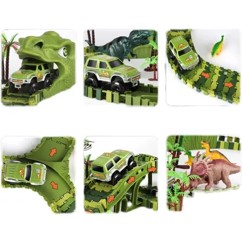 Đồ chơi lắp ráp đường đua ô tô Khủng Long Dinour Track Toys cỡ lớn 240 chi tiết - Sáng tạo đường ray - thegioidochoi1104