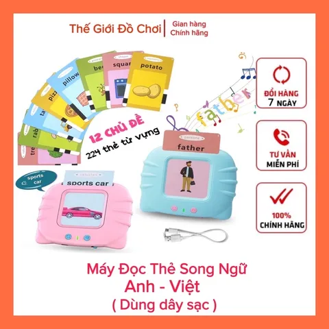 [Pin Sạc] Máy đọc thẻ Song Ngữ Anh - Việt cho bé gồm 112 thẻ 224 từ vựng 12 chủ đề Tphcm