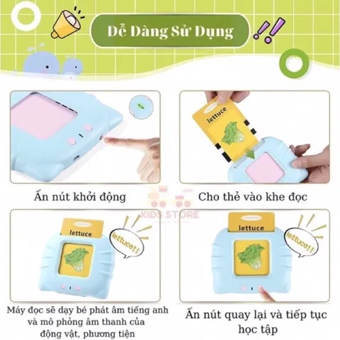 [Pin Sạc] Máy đọc thẻ Song Ngữ Anh - Việt cho bé gồm 112 thẻ 224 từ vựng 12 chủ đề Tphcm