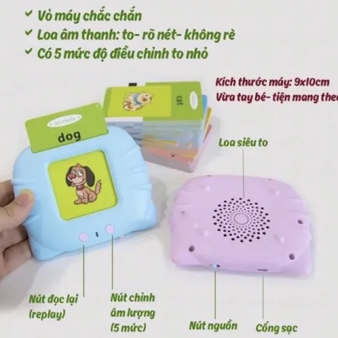 [Pin Sạc] Máy đọc thẻ Song Ngữ Anh - Việt cho bé gồm 112 thẻ 224 từ vựng 12 chủ đề Tphcm