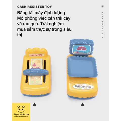 Máy tính tiền siêu thị cho bé nhiều chức năng 52 chi tiết kèm micro máy tính