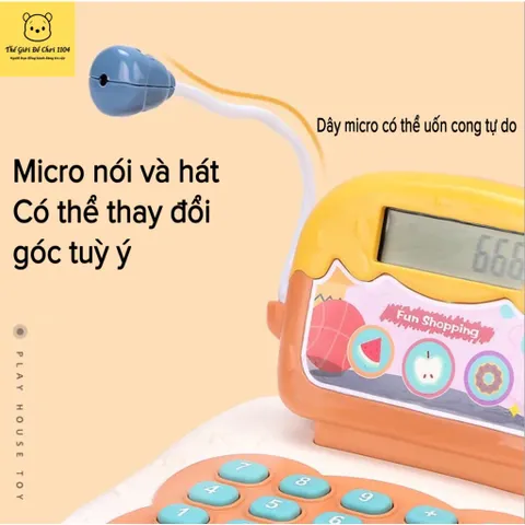 Máy tính tiền siêu thị cho bé nhiều chức năng 52 chi tiết kèm micro máy tính