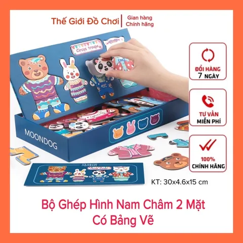 Bộ đồ chơi cho bé xếp hình nam châm thay đổi trang phục nhà gấu có bảng vẽ tặng bút lông tphcm
