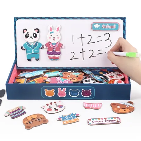 Bộ đồ chơi cho bé xếp hình nam châm thay đổi trang phục nhà gấu có bảng vẽ tặng bút lông tphcm