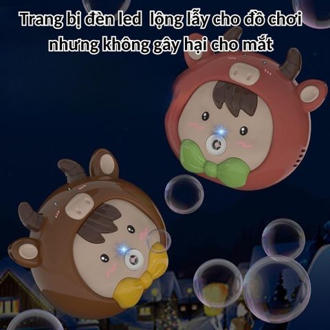 Máy Thổi Bong Bóng Hình Con Bò Cho Bé - Đồ Chơi Máy Ảnh Tạo Bong Bóng Xà Phòng Có Dây Đeo, Cho Trẻ Từ 3 Tuổi Trở Lên