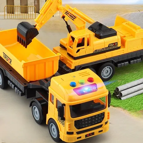 Đồ chơi xe ben chạy cót tặng xe xúc cát có nhạc xe mô hình đồ chơi cỡ lớn cho bé