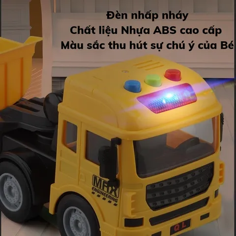 Đồ chơi xe ben chạy cót tặng xe xúc cát có nhạc xe mô hình đồ chơi cỡ lớn cho bé