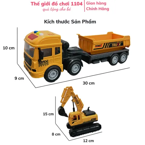 Đồ chơi xe ben chạy cót tặng xe xúc cát có nhạc xe mô hình đồ chơi cỡ lớn cho bé