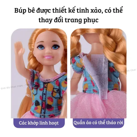 Xe hơi mui trần điều khiển từ xa chở búp bê, dùng pin sạc, điều khiển 4 chiều 1:18