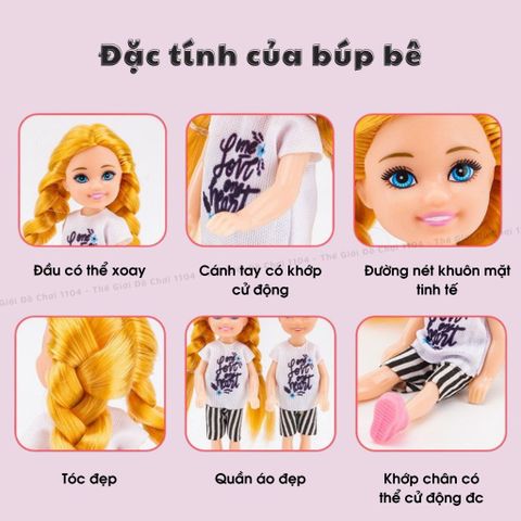 Xe hơi mui trần điều khiển từ xa chở búp bê, dùng pin sạc, điều khiển 4 chiều 1:18