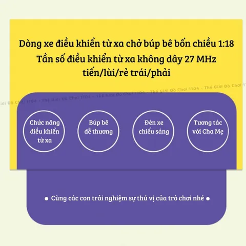 Xe hơi mui trần điều khiển từ xa chở búp bê, dùng pin sạc, điều khiển 4 chiều 1:18