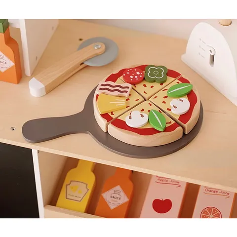 Bộ đồ chơi pizza bằng gỗ kèm dụng cụ cắt bánh Noble 18 chi tiết, đồ chơi gỗ cao cấp