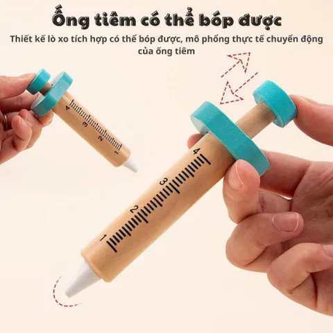 Đồ chơi bác sĩ cao cấp bằng gỗ, 50 chi tiết, Vali bác sỹ, đồ chơi khám bệnh, thế giới đồ chơi 1104