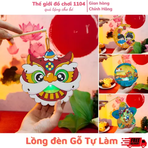 Lồng đèn Trung Thu gỗ tô màu DIY đèn led gỗ Plywood chống ẩm mốc cong vênh