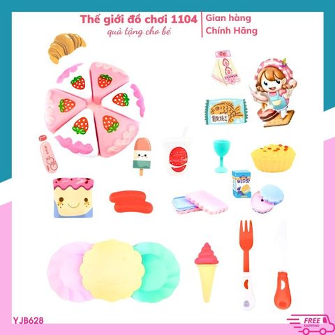 Đồ Chơi Cắt Bánh Sinh Nhật 21 Chi Tiết - Bộ Đồ Chơi Nấu Ăn Cho Bé Gái, Giá Rẻ, Phát Triển Kỹ Năng Sáng Tạo