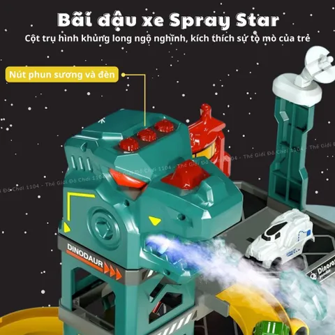 Bộ đồ chơi lắp ráp đường đua ô tô khủng long 92 chi tiết - Bãi đậu xe 4 tầng lớn với hiệu ứng phun lửa cho trẻ từ 3-4 tuổi