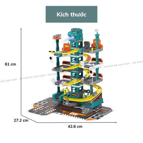 Bộ đồ chơi lắp ráp đường đua ô tô khủng long 92 chi tiết - Bãi đậu xe 4 tầng lớn với hiệu ứng phun lửa cho trẻ từ 3-4 tuổi