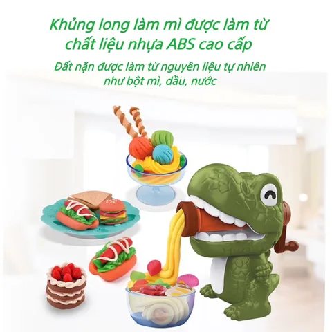 Đồ chơi đất nặn làm mì, khủng long Fancy Clay, 26 chi tiết kèm khuông và đất sét, thế giới đồ chơi 1104