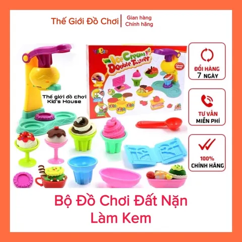Bộ đồ chơi đất nặn an toàn cho bé dụng cụ máy làm kem tphcm