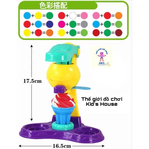 Bộ đồ chơi đất nặn an toàn cho bé dụng cụ máy làm kem tphcm