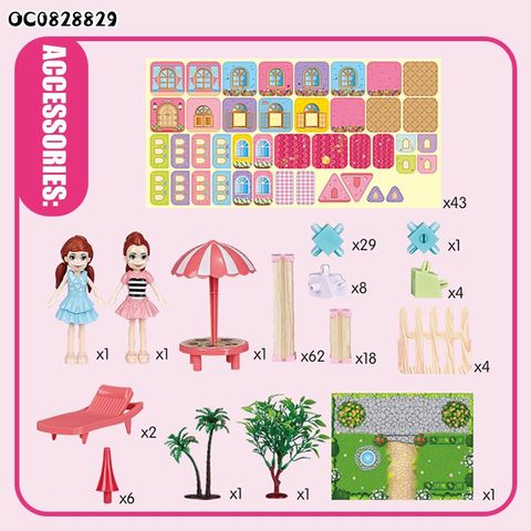 Đồ Chơi Lắp Ráp Nhà Búp Bê DIY – Tặng 4 Búp Bê Lâu Đài Công Chúa Barbie Cỡ Lớn, Phát Triển Kỹ Năng Sáng Tạo Cho Trẻ Em