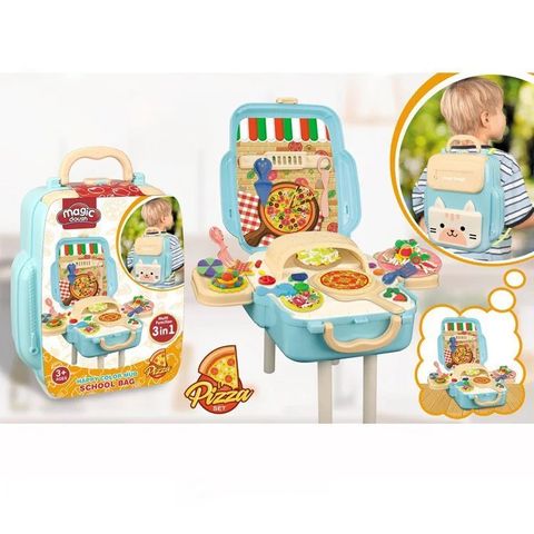 Bộ Vali Đất Sét Tự Khô Làm Bánh Pizza 3in1 - Đất Nặn An Toàn Cho Bé, 10 Màu Sắc Sáng Tạo