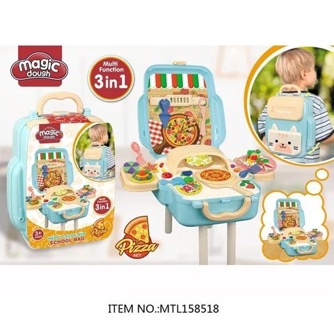 Bộ Vali Đất Sét Tự Khô Làm Bánh Pizza 3in1 - Đất Nặn An Toàn Cho Bé, 10 Màu Sắc Sáng Tạo