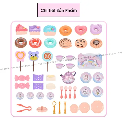 Bộ đồ chơi trà bánh Pony 48 chi tiết - Set tiệc trà đồ chơi ấm chén an toàn cho bé, hình ngựa Pony nhiều màu sắc tạo hứng thú cho trẻ.