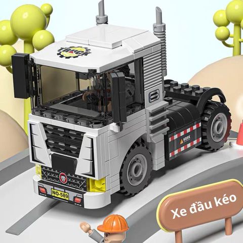 Đồ chơi lắp ráp xe container đầu kéo, 211 mảnh ghép, thế giới đồ chơi 1104