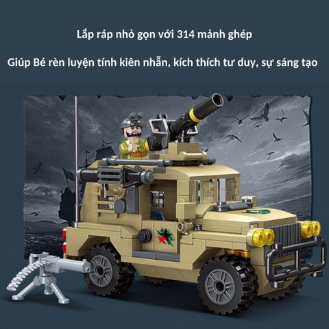 Đồ Chơi Lắp Ráp Lego Xe Quân Sự 314 Mảnh Ghép - Mô Hình Xếp Hình Cho Bé Từ 6 Tuổi - Phát Triển Tư Duy và Kỹ Năng Sáng Tạo