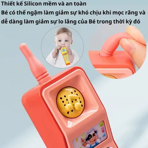 Điện thoại đồ chơi cho bé, Bản Tiếng Anh, có nhạc và đèn, đồ chơi cho trẻ sơ sinh, thế giới đồ chơi 1104
