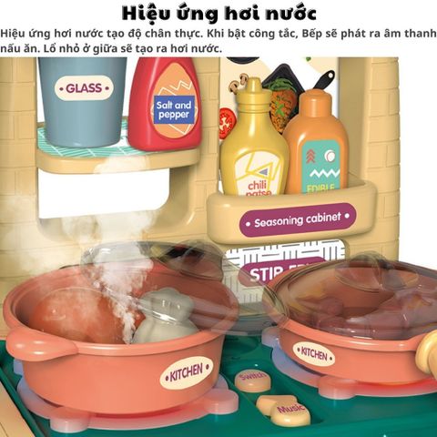 Đồ Chơi Bếp Nấu Ăn Hiệu Ứng Hơi Nước Cho Bé - Bộ Mini 23 Chi Tiết, An Toàn, Học Tập, Giới thiệu Bé Gái 3 Tuổi Trở Lên