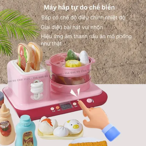 Bộ bếp nấu ăn cho bé TOASTER 29 chi tiết có máy nướng và xửng hấp bánh
